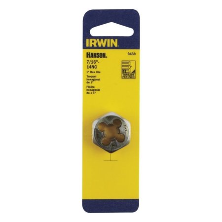 IRWIN DIE 1"" HEX 7/16-14NC 9439